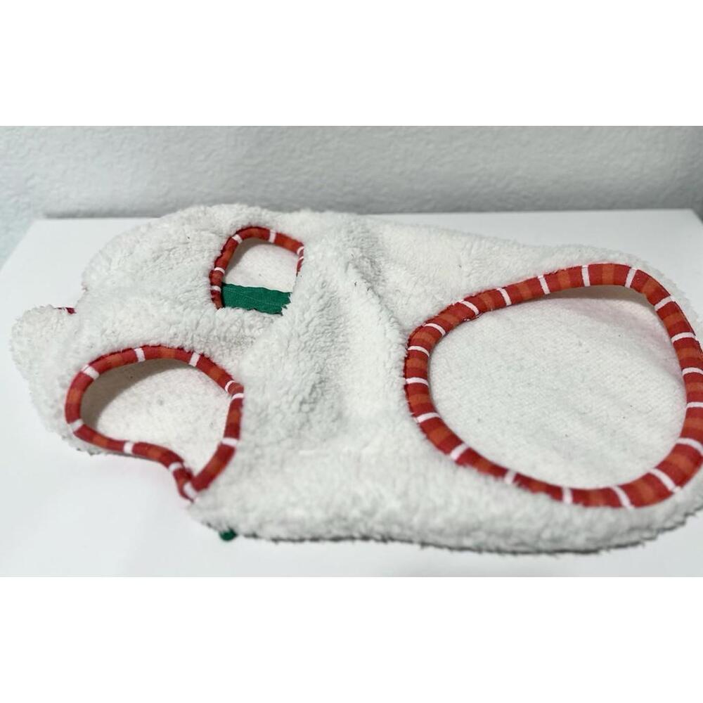 NEW Dog Vest Holiday Theme Christmas White Fuzzy Zipper Pockets Candycane Medium - Picture 5 of 9